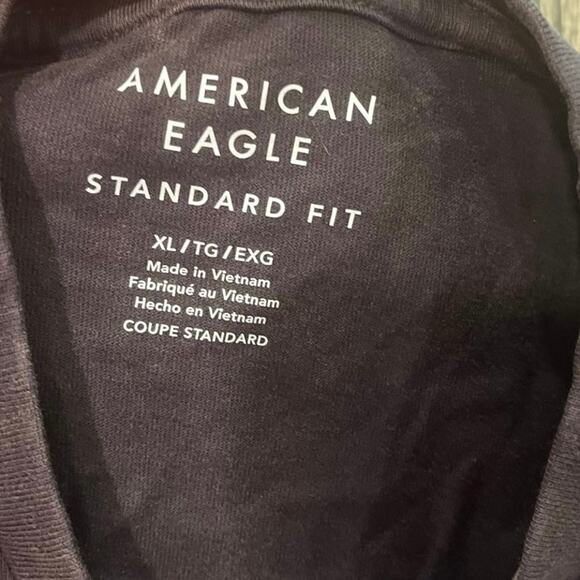 NWOT American Eagle Short Sleeve T-Shirt Printed Standard Fit Cotton Black Sz XL - Picture 5 of 7